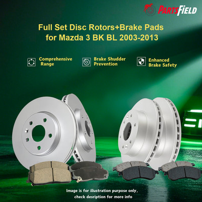 Full Set Disc Rotors+Brake Pads for Mazda 3 BK BL 2003-2013