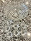 Vintage Anchor Hocking Colonial Punch Bowl 9 pc Set 1960s W/ Ladle Spoon