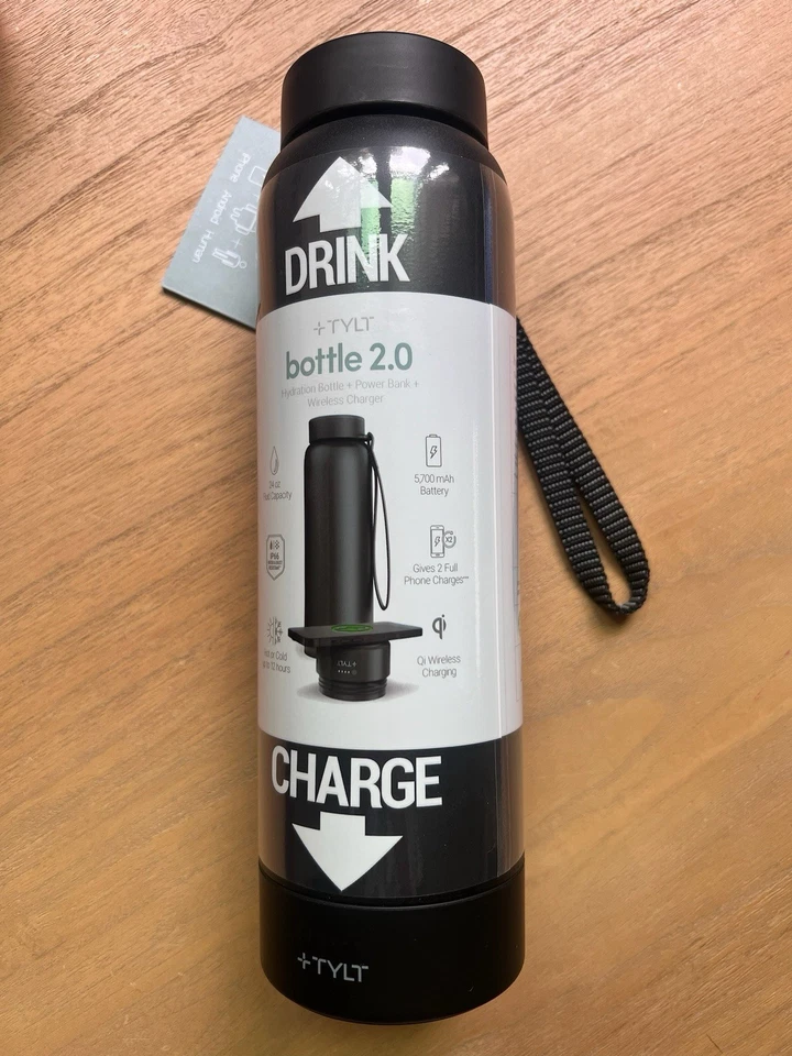 TYLT Power Bank Botella Acero Inoxidable 2.0 (24oz)+ Cargador Inalámbrico ¡CALIENTE O FRÍO! Foto 3 de 4