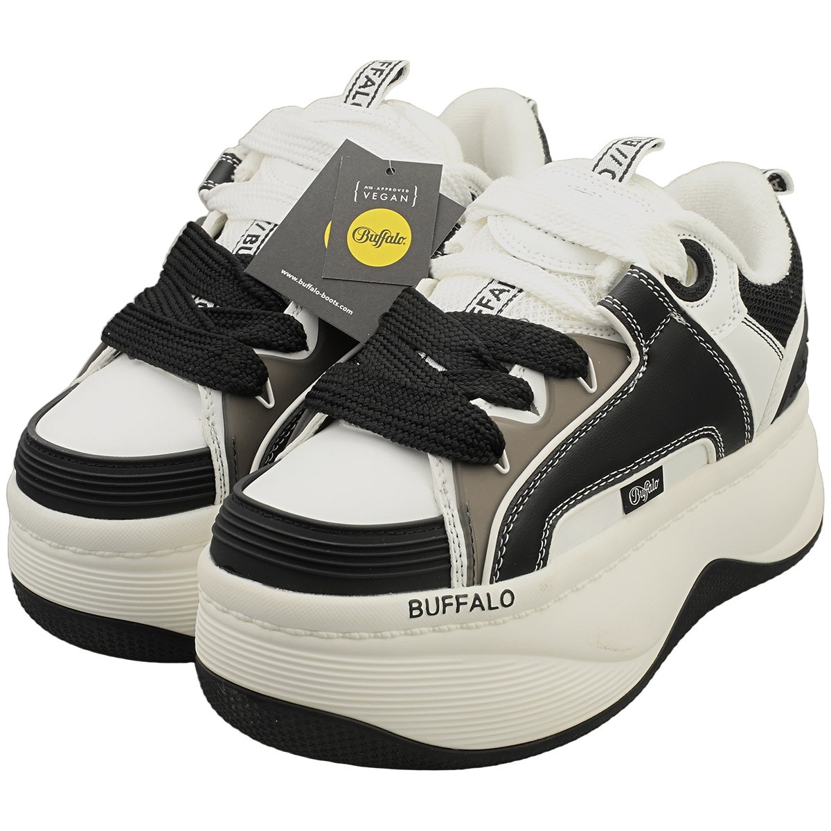 Buffalo Orcus Vegan Womens Platform Boots in Black White - 9 US | eBay