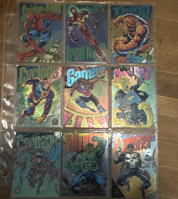 SkyBox Marvel Power Blast Limited Edition 9-Card Lot Spider-Man Iron Man