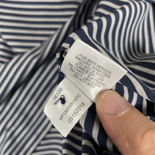 Peter Millar Polo Shirt Mens Large Navy White Stripe Tour Fit Golf Performance - Picture 9 of 10