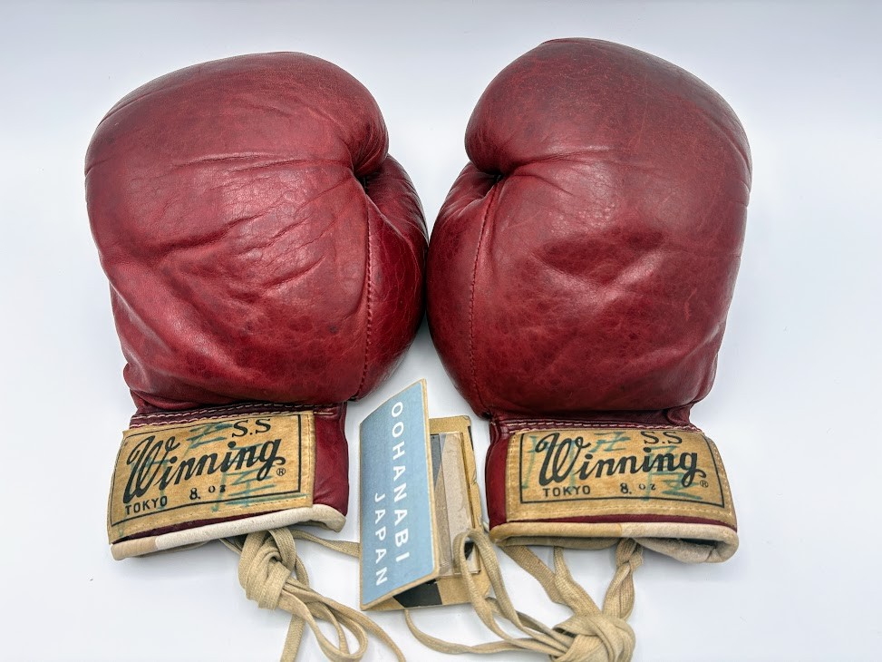 【新品未使用】winning 8oz Winning Boxing Gloves 8oz RED Vintage Old Logo Lace up Used Japan