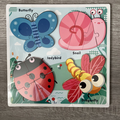 4 Wooden Puzzles Toddler Montessori Toys for 1 2 3 Year Old Boys Girls Baby