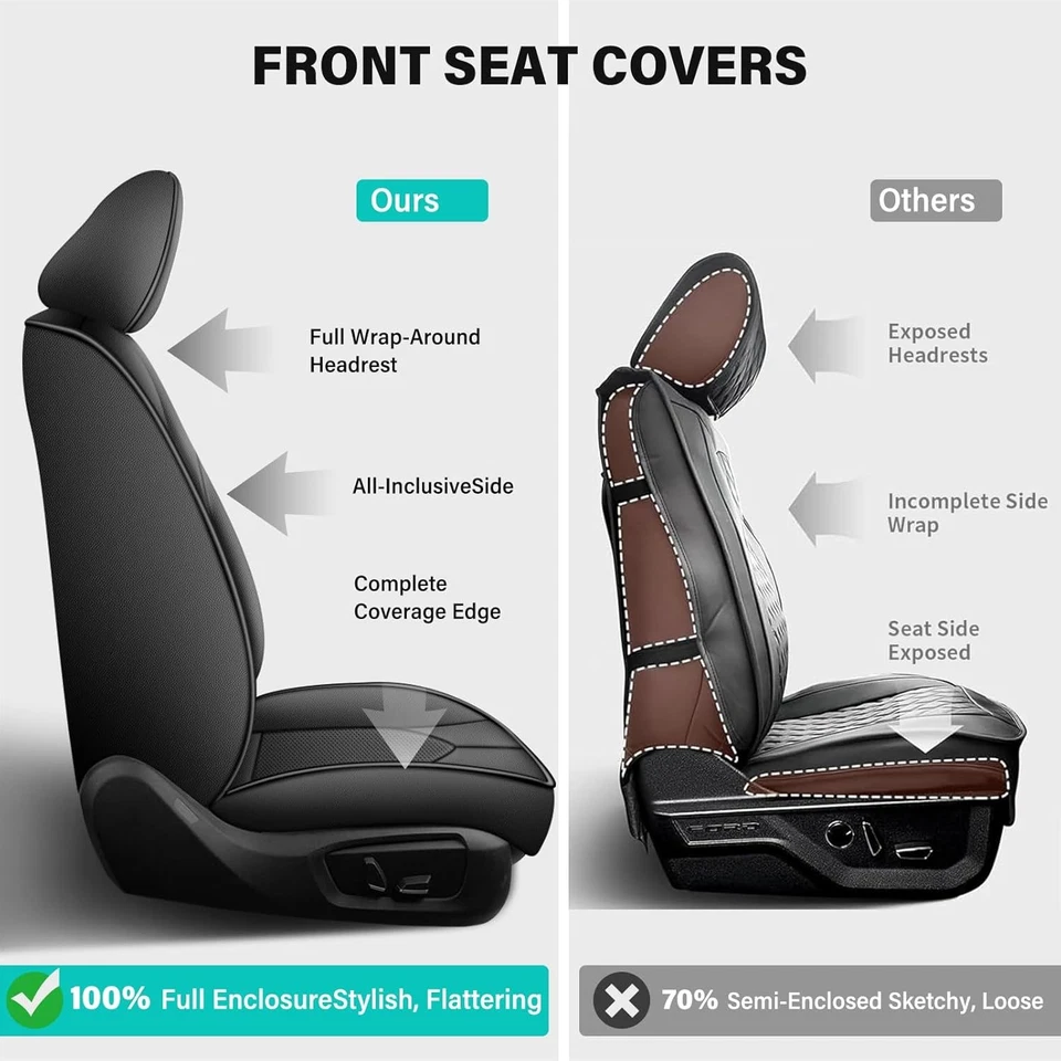 For Toyota Camry LE SE 2025-2026 Car Seat Cover Black Full Set Waterproof 5-Seat - Imagem 4 de 4