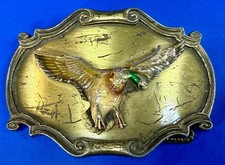 Flying Duck Mallard Bird Hunting Hunter 1980 Rain-Tree Western Belt Buckle