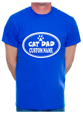 Personalisiertes Herren-T-Shirt Katzenpapa individueller Name lustig Geburtstag Katzenliebhaber Geschenk