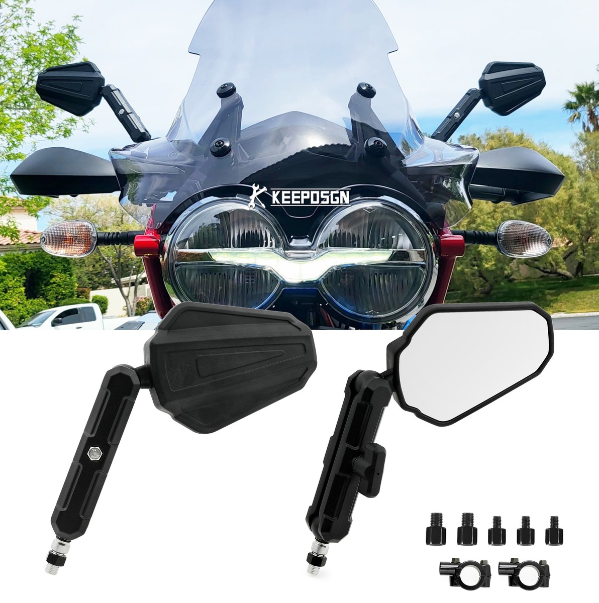 2x For Moto Guzzi V85 TT Motorcycle Side Mirrors Foldable Rearview
