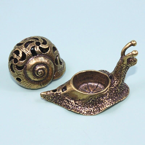 Brass Cone Incense Burner Incense Holder Snail Figurine Statue Animal