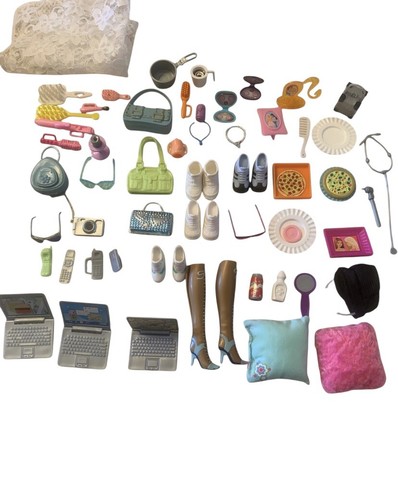 Y2K Barbie Doll Brushes Combs Mirrors Sunglasses Shoes Purse Hat Makeup Lot