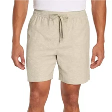 GAP Mens Pull-On Linen Shorts Lt KHAKI Size LARGE Adj Waist Pockets Comfort NEW