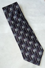 Ferucci Mens Imported Fabric Purple Gray Pattern Tie 59 x 3 3/4