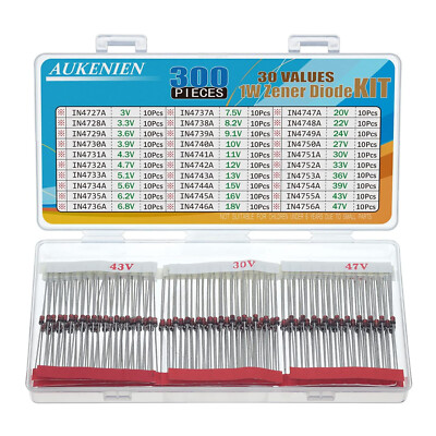 1W Zener Diode Z Dioden Sortiment Set 30 Wert Zenerdiode Kit 3V 3,3V 3,6V 3,9V 4