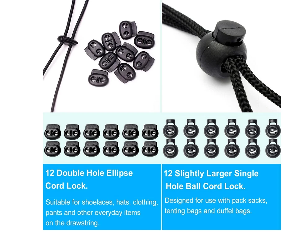 Clip de cuerda de plástico mejorado 48 piezas con tapones de palanca de resorte Foto 4 de 4