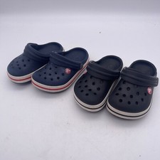 CROCS Crocband Baby Toddler C4 / C5 Blue Black Rubber Clogs Slip On Shoes T28