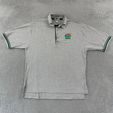 Vintage Quaker State Racing Shirt Men Large Grey Polo 90s Sport Car Pullover USA
