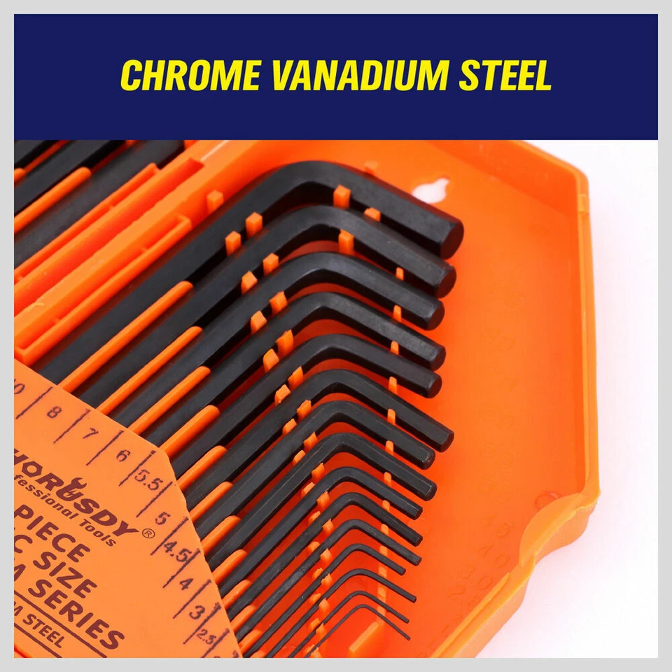 Allen Wrench & Hex Key | 31pc Set METRIC & SAE Standard Short Long Arm CrV Steel - Image 4 of 4