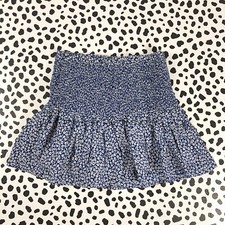 J.CREW CREWCUTS Girls' Smocked Blue Floral Cotton Voile Skirt XL BY169