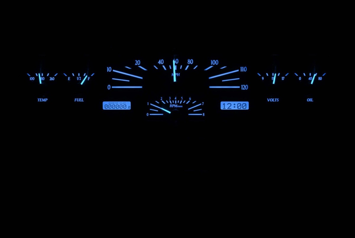 Dakota Digital 66-67 Continental Analog Gauges Black Alloy Blue