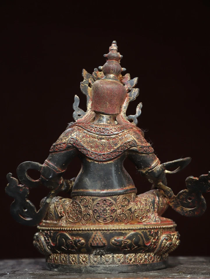 8.3" China old Tibetan Buddhism temple Bronze gilt Yellow Jambhala Buddha statue - Image 3 of 4