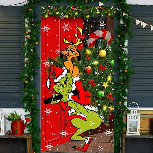Frohe Weihnachten Grinch Weihnachten Türabdeckung Dekorationen Banner Grinch DE - Bild 4 von 11