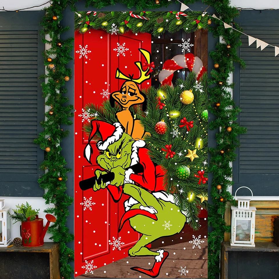 Frohe Weihnachten Grinch Weihnachten Türabdeckung Dekorationen Banner Grinch DE - Bild 4 von 4
