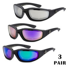 1/3 Pair Motorcycle Sports Biker Riding Glasses Padded Wind Resistant Sunglasses