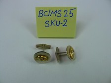 Men's Cufflinks Round CAL. Bear, Sterling Silver & 14K Gold