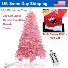 7.5ft Pink Christmas Tree 100ft 240 LEDs USB String Lights Gift w/ Remote Timmer