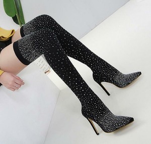 glitter over the knee boots