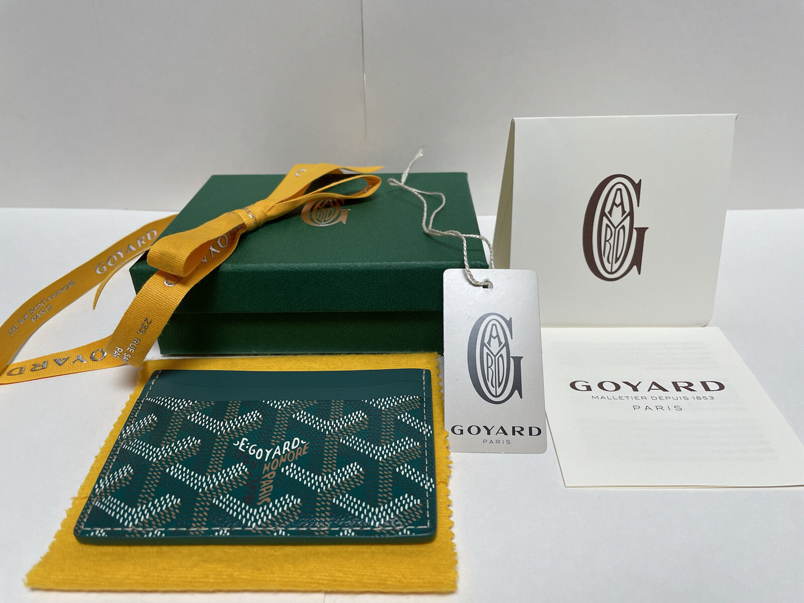 goyard card holder green