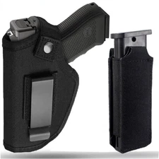 US Tactical Concealed Carry IWB OWB Gun Holster Pouch with Single Magazine Pouch