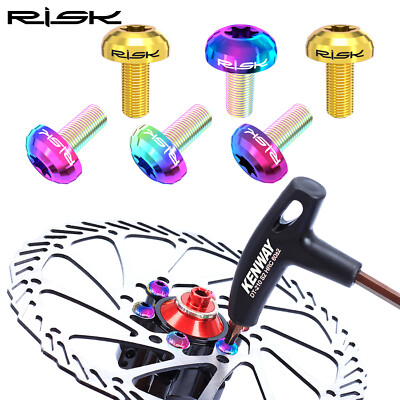 RISK 12PCS M5*10MM Bike Disc Brake Rotor Fixing Bolts TC4 Titanium Ultralight