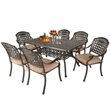 EMERIT Outdoor Patio Bistro Metal Dining Table with Umbrella Hole 37x37,Black Dining Table Renewed