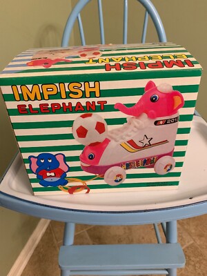 Vintage Lih Yih Toys Impish Elephant Soccer/Football Shoe-Car String Pull-Toy 