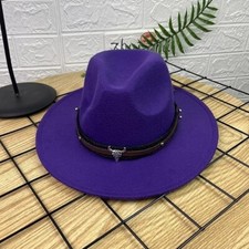 Purple Western Cowboy Hat Cowboy Cowgirl Rodeo Style with Bull Skull Accent