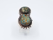 Silver Spotted Turquoise Infinity Band Ring, 925 Spotted Turquoise Double Band