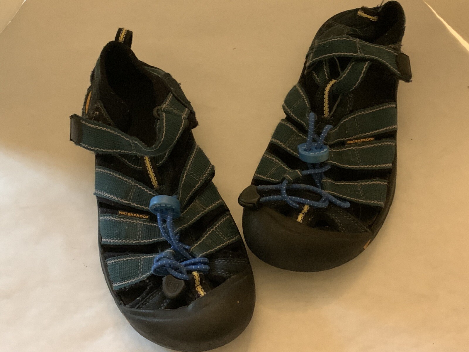 Scarpe sandali KEEN giovanili blu verde tela impermeabili punta chiusa misura 3