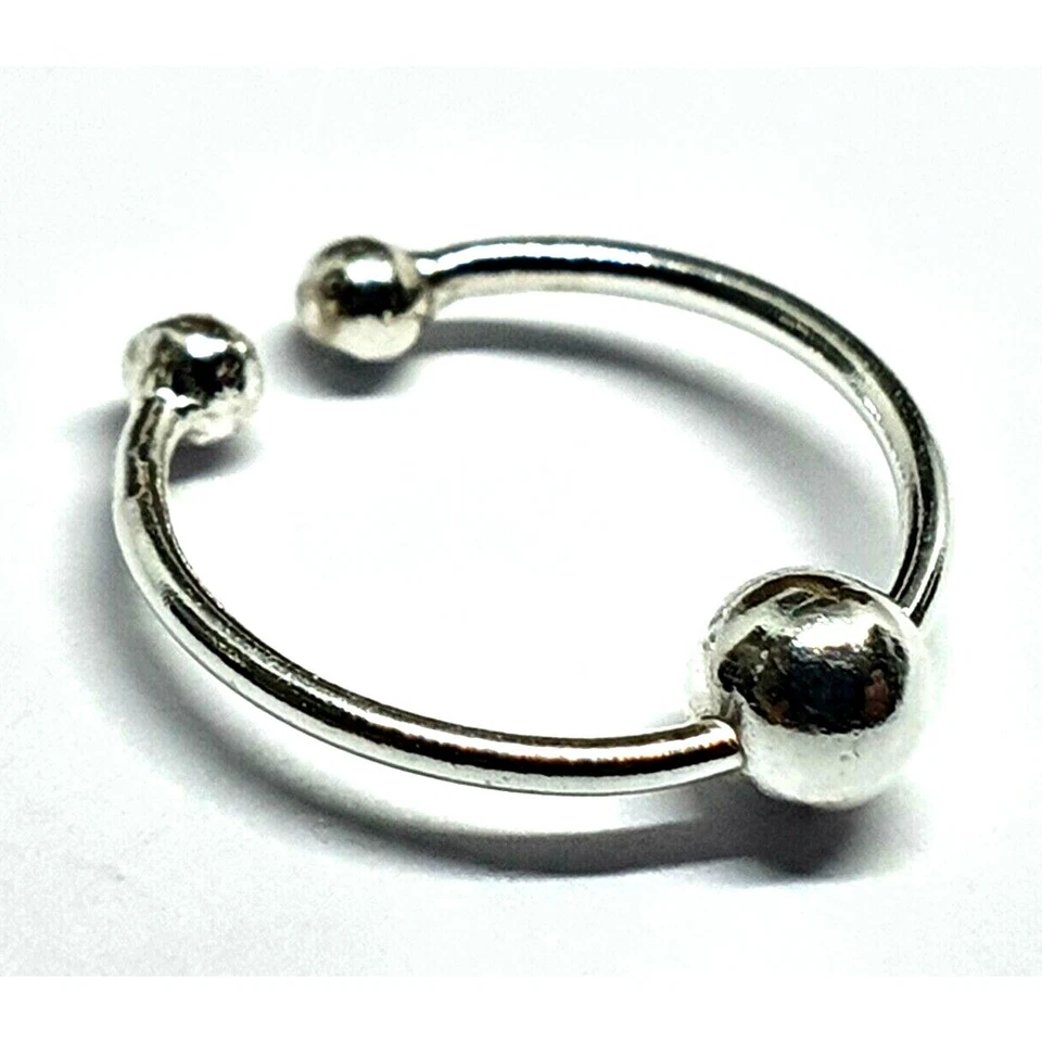Anello naso clip labbro argento sterling 925 setto 3 mm sfera cerchio dormien... - Immagine 4 di 4
