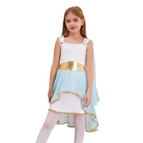 Niña Griego Disfraz Suave Bata Cómoda Toga Niños Vestido Princesa Uniforme - Imagen 11 de 56