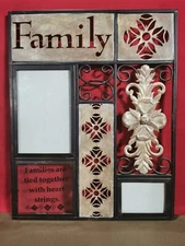 Family Themed Metal Wall Art Photo Display Holds 2 Pictures Vintage 11x14  