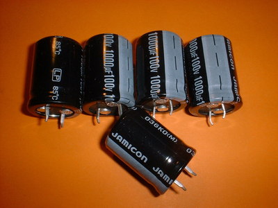 5x Elko 1000µF/100V Jamicon RM 10mm snap-in