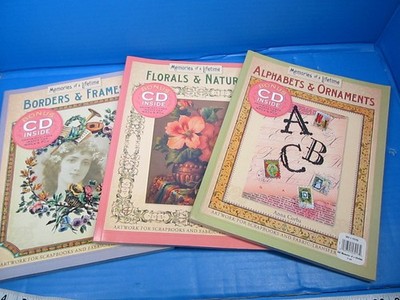 Memories Of A Lifetime Books  Borders & Frames Florals Alphabet w/CD Lot of 3