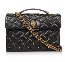 KURT GEIGER KENSINGTON QUILTED GOLD STUDDED BLACK LEATHER BAG - BRAND NEW