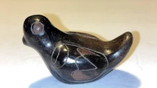 Vintage Bird Folk Art Black Clay Hand-painted Bird Mexico Oaxaca Barro Negro