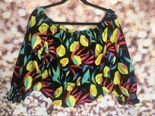 Target x Tabitha Brown Bardot Botanic Rainbow Print With Lemons Crop Top Size L