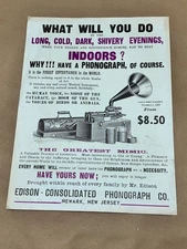 Antique 1899 Print Ad Advertising - Edison Phonograph Cylinder Records Newark
