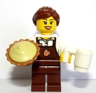 LEGO Barista Female Girl Cafe Worker  With Pie & Coffee Cup