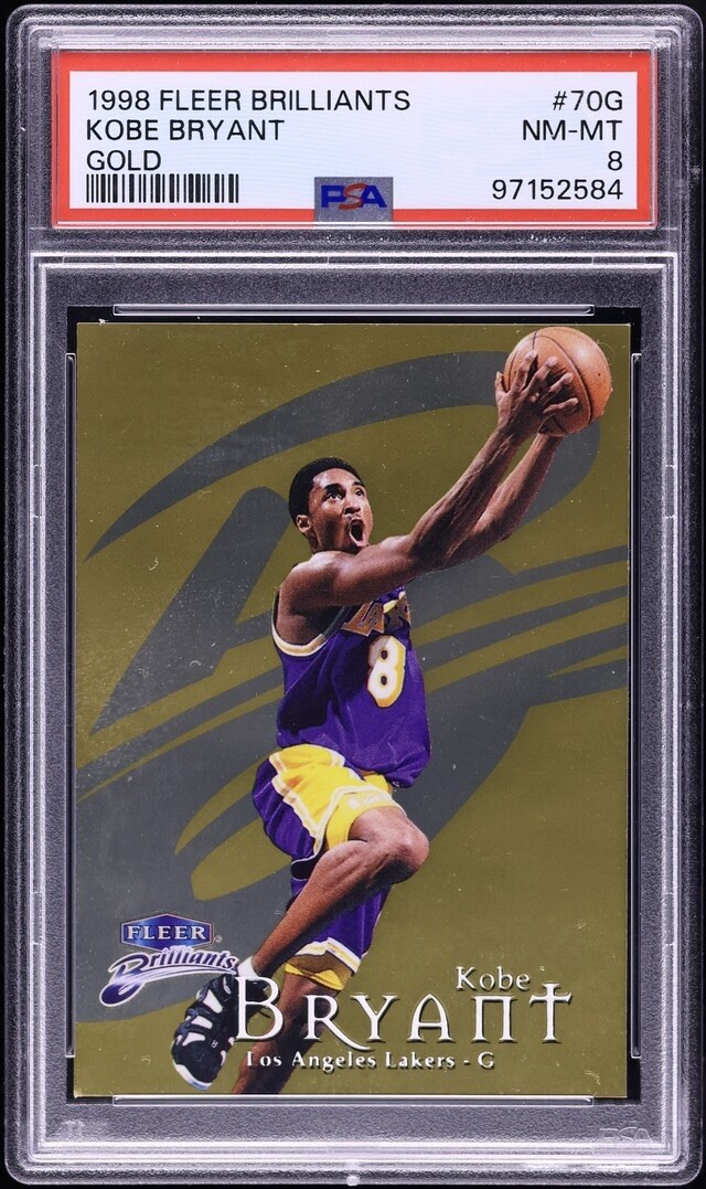1998-99 Fleer Brilliants KOBE BRYANT #70G Gold #/99 PSA 8 NM-MT! POP 4, 3 Higher