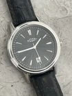 Rotary Vintage Dress Watch Men’s Silver Black Date Leather Strap Quartz 38mm